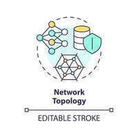 netwerk topologie multi kleur concept icoon. systeem structuur configuratie. gegevens administratie. rendement beheer. ronde vorm lijn illustratie. abstract idee. grafisch ontwerp. gemakkelijk naar gebruik vector