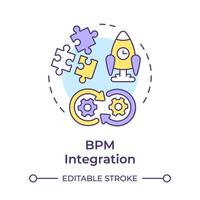 bpm integratie multi kleur concept icoon. workflow stroomlijnen. operationeel efficiëntie. ronde vorm lijn illustratie. abstract idee. grafisch ontwerp. gemakkelijk naar gebruik in infografisch, artikel vector