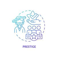 prestige blauw helling concept icoon. aspect van sociaal gelaagdheid. hoog samenleving. bovenste klas. maatschappelijk toestand. ronde vorm lijn illustratie. abstract idee. grafisch ontwerp. gemakkelijk naar gebruik in artikel vector