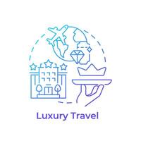 luxe reizen blauw helling concept icoon. exclusief reis. eerste klasse vlak. vip reizen. niche toerisme. ronde vorm lijn illustratie. abstract idee. grafisch ontwerp. gemakkelijk naar gebruik in blog post vector