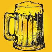 wijnoogst houten bier mok illustratie Aan geel achtergrond vector