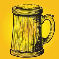 wijnoogst houten bier mok illustratie Aan geel achtergrond vector