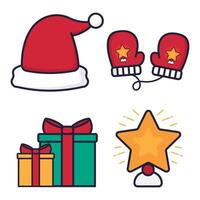 Kerstmis en nieuw jaar pictogrammen set. ontwerp illustratie in vlak stijl vector