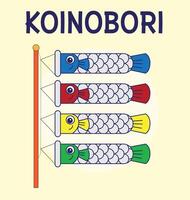 koinobori karper slingers Aan goud elementen achtergrond. Japans vertalen gouden week vakantie vector