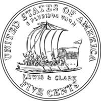 Amerikaans munt lewis en Clark vijf cent vector