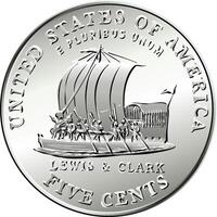 Amerikaans munt lewis en Clark vijf cent vector