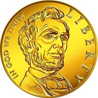 Amerikaans geld goud munt een dollar vector