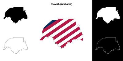 etowah district, Alabama schets kaart reeks vector