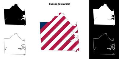 sussex district, Delaware schets kaart reeks vector