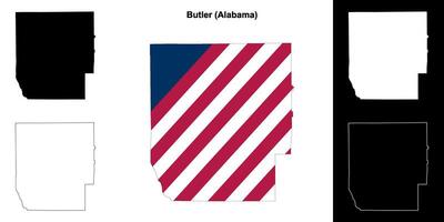 butler district, Alabama schets kaart reeks vector