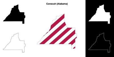 conecuh district, Alabama schets kaart reeks vector