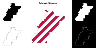 talladega district, Alabama schets kaart reeks vector