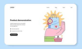 Product demonstratie web of landen. innemend presentaties vector