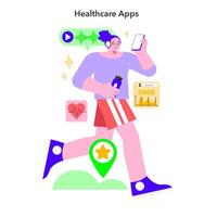 levensstijl trends concept. omarmen digitaal Gezondheid toezicht houden met apps voor geschiktheid en welzijn vector
