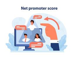 analyseren netto promotor partituur online, evalueren klant loyaliteit. vector