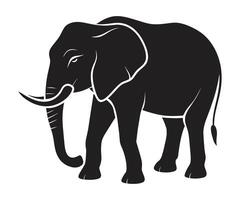 een silhouet olifant zwart en wit logo klem kunst vector