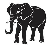 een silhouet olifant zwart en wit logo klem kunst vector