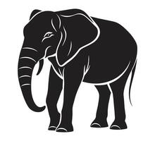 een silhouet olifant zwart en wit logo klem kunst vector