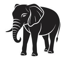 een silhouet olifant zwart en wit logo klem kunst vector