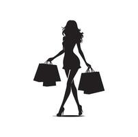 boodschappen doen meisje silhouet illustratie vector