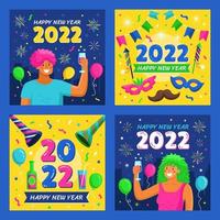 mensen vieren nieuwjaarsfeest social media post vector