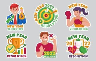 nieuwe jaar resolutie stickerset vector