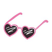 zonnebril roze harten bril voor zomer ooglapjes hart vorm vlak tekenfilm hand- getrokken beeld vector