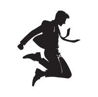 bedrijf Mens jumping houding silhouet stijl. bedrijf mensen rennen vector