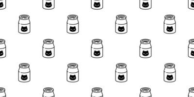kat naadloos patroon melk fles katje voedsel calico huisdier sjaal geïsoleerd herhaling achtergrond tekenfilm dier tegel behang illustratie tekening ontwerp vector