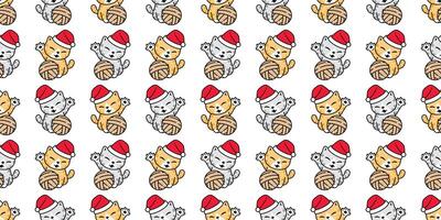 kat naadloos patroon Kerstmis de kerstman claus hoed katje tekenfilm herhaling behang tegel achtergrond sjaal geïsoleerd illustratie tekening ontwerp vector