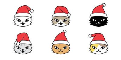 kat Kerstmis de kerstman claus hoed calico katje hoofd icoon logo symbool karakter tekenfilm illustratie ontwerp vector