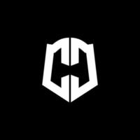 CC monogram brief logo lint met schild stijl geïsoleerd op zwarte achtergrond vector