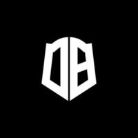 DB monogram brief logo lint met schild stijl geïsoleerd op zwarte achtergrond vector