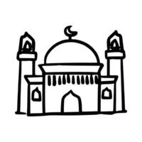 hand getekend moskee. moslim gebouw voor Islam vector