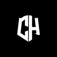 ch monogram brief logo lint met schild stijl geïsoleerd op zwarte achtergrond vector