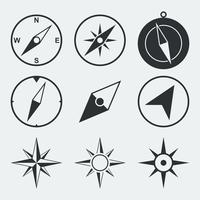Navigatie kompas plat pictogrammen instellen vector