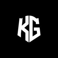 KG monogram brief logo lint met schild stijl geïsoleerd op zwarte achtergrond vector