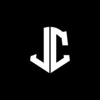 jc monogram brief logo lint met schild stijl geïsoleerd op zwarte achtergrond vector
