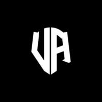 VA monogram brief logo lint met schild stijl geïsoleerd op zwarte achtergrond vector