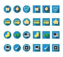 bancaire vector icon set pack met lange schaduw