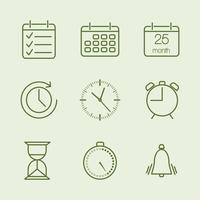 Voorgestelde tijd- en kalenderpictogrammen vector