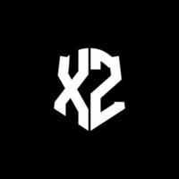 xz monogram brief logo lint met schild stijl geïsoleerd op zwarte achtergrond vector
