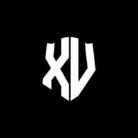 xv monogram brief logo lint met schild stijl geïsoleerd op zwarte achtergrond vector