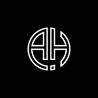 ah monogram logo cirkel lint stijl schets ontwerpsjabloon vector