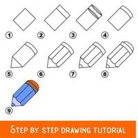 kinderspel om tekenvaardigheid te ontwikkelen met eenvoudig spelniveau voor kleuters, educatieve tutorial voor potlood tekenen. vector