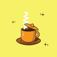 cartoon vector pictogram illustratie van een kopje warme rokerige koffie. premium vector geïsoleerd concept icoon. platte cartoonstijl