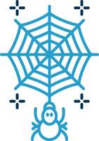 spinnenweb lijn blauw twee kleur icoon vector
