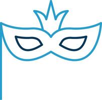 carnaval masker lijn blauw twee kleur icoon vector