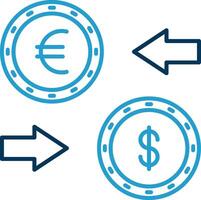 valuta uitwisseling lijn blauw twee kleur icoon vector
