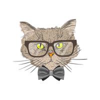 Portret van hipster kat vector